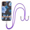 iPhone 12/iPhone 12 Pro Kuori Kukkakuvio Hihnalla Sininen Pionja
