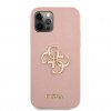 iPhone 12 Pro Max Kuori 4G Logo Saffiano Vaaleanpunainen
