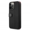 iPhone 13 Pro Kotelo Carbon Effect Metal Logo Vertical Stripe Musta