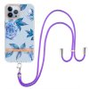 iPhone 13 Pro Kuori Kukkakuvio Hihnalla Sininen Pionja