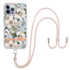 iPhone 13 Pro Kuori Kukkakuvio Hihnalla Vihreä Gardenia