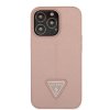 iPhone 13 Pro Kuori Saffiano Metal Triangle Vaaleanpunainen
