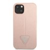iPhone 13 Kuori Saffiano Metal Triangle Vaaleanpunainen