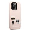iPhone 14 Pro Max Kuori Liquid Silicone Karl & Choupette Vaaleanpunainen