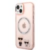iPhone 14 Kuori Karl & Choupette MagSafe Vaaleanpunainen