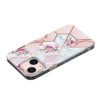 iPhone 15 Kuori Marmorikuvio Kukat Vaaleanpunainen