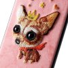 iPhone X/Xs Suojakuori Kovamuovi 3D Motiv Hund med Krona Vaaleanpunainen