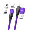 Kaapeli 6-in-1 USB-A/USB-C to Lightning/Micro USB/USB-C 100W 1m Violetti