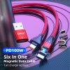 Kabel 6-in-1 USB-A/USB-C till Lightning/Micro USB/USB-C 100W 1m Röd