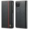 Samsung Galaxy A22 4G Kotelo Hiilikuiturakenne Punainen raita Pystysuora Musta