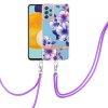 Samsung Galaxy A52/A52s 5G Kuori Kukkakuvio Hihnalla Violetti Begonia