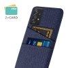 Samsung Galaxy A52/A52s 5G Kuori Kaksi Korttitaskua Kangas Sininen