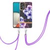 Samsung Galaxy A53 5G Kuori Kukkakuvio Hihnalla Violetti Begonia