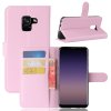 Samsung Galaxy A8 2018 Kotelo PU-nahka Litchi Vaaleanpunainen