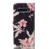 Samsung Galaxy S10 Kotelo Korttitasku Aihe Vaaleanpunainen Kukat Musta