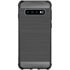 Samsung Galaxy S10 Skal TPU Borstad Kolfibertextur Svart