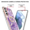 Samsung Galaxy S21 FE Kuori Rengas Marmorikuvio Violetti Kulta