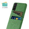 Samsung Galaxy S21 FE Kuori Kaksi Korttitaskua Kangas Vihreä