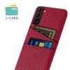 Samsung Galaxy S21 FE Kuori Kaksi Korttitaskua Kangas Punainen