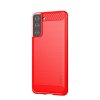 Samsung Galaxy S21 Plus Suojakuori Harjattu Hiilikuiturakenne Punainen