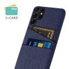 Samsung Galaxy S22 Ultra Kuori Kaksi Korttitaskua Kangas Sininen
