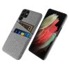Samsung Galaxy S22 Ultra Kuori Kaksi Korttitaskua Kangas Vaaleanharmaa