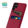 Samsung Galaxy S22 Ultra Skal Två Kortfack Tyg Röd