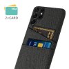 Samsung Galaxy S22 Ultra Kuori Kaksi Korttitaskua Kangas Musta