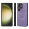 Samsung Galaxy S23 Ultra Kuori Näytönsuojalla Nahkarakenne Violetti