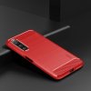 Sony Xperia 10 V Kuori Harjattu Hiilikuiturakenne Punainen