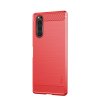 Sony Xperia 5 Suojakuori Harjattu Hiilikuiturakenne Punainen