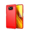 Xiaomi Poco X3 NFC Suojakuori Harjattu Hiilikuiturakenne Punainen