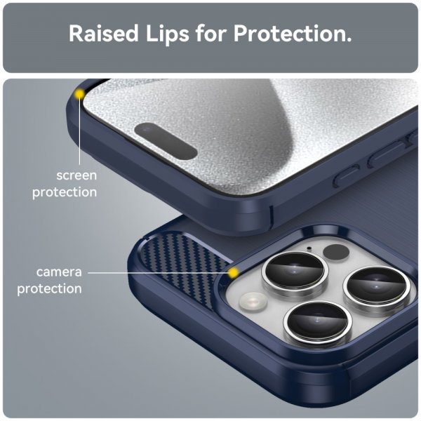 iPhone 16 Pro Kuori Harjattu Hiilikuiturakenne Sininen