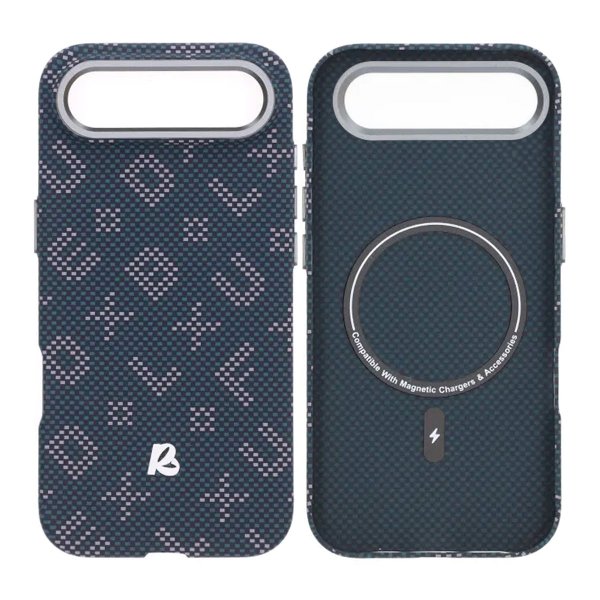 iPhone Air Kuori Aramidikuitu MagSafe Sininen Text