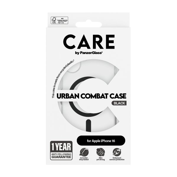 iPhone 16 Kuori Urban Combat MagSafe Musta Transparent