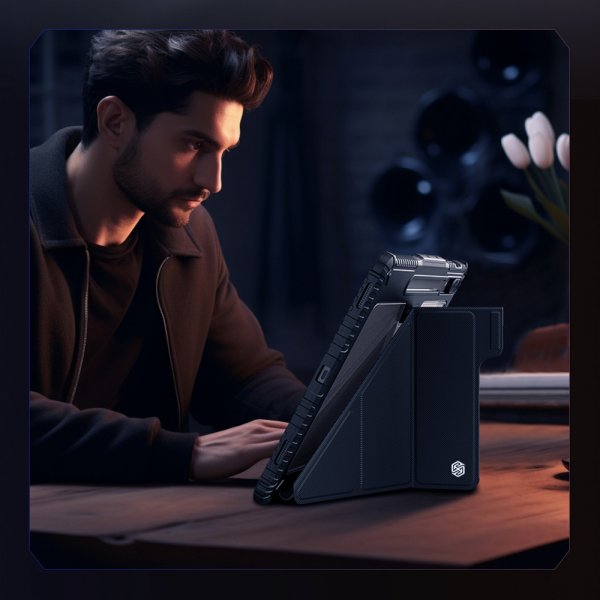 Samsung Galaxy Tab S9 Plus/S10 Plus Kotelo Bumper Leather Case Pro Musta