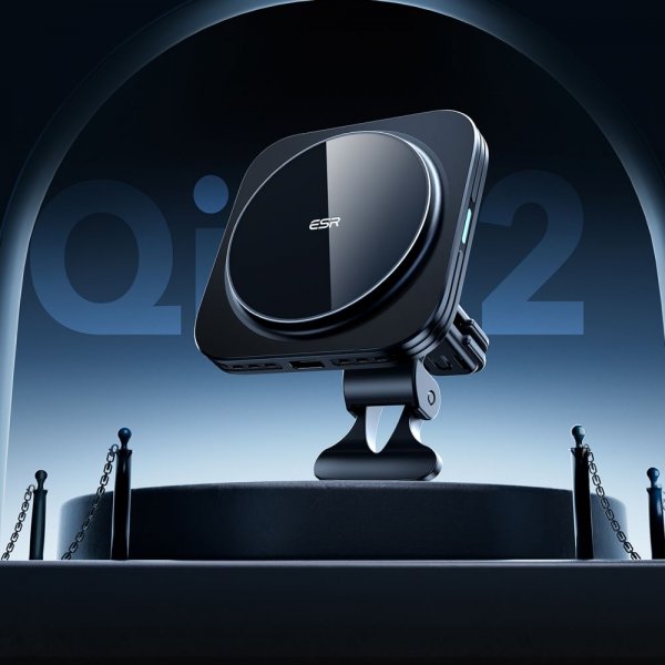 Autoteline Qi2 Wireless Car Charger CryoBoost HaloLock Musta