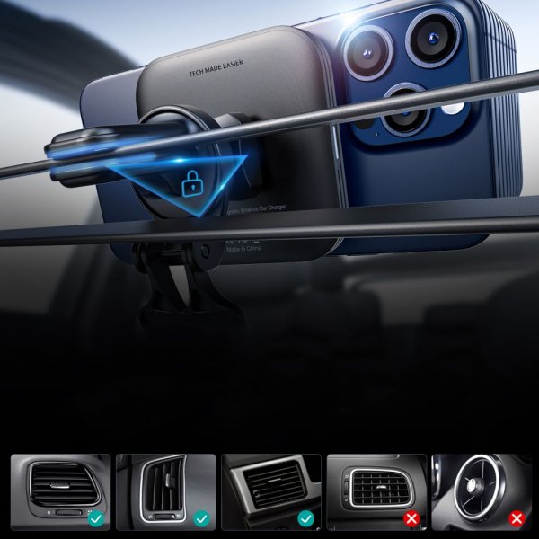 Autoteline Qi2 Wireless Car Charger CryoBoost HaloLock Musta