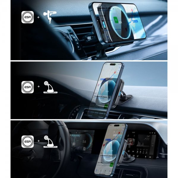 Autoteline Qi2 Wireless Car Charger CryoBoost HaloLock Musta
