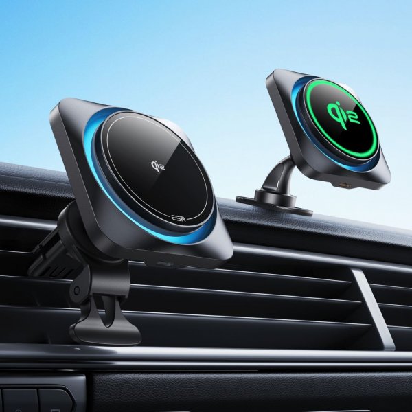 Autoteline Qi2 Air Vent/Dashboard Wireless Car Charger CryBoost HaloLock Musta
