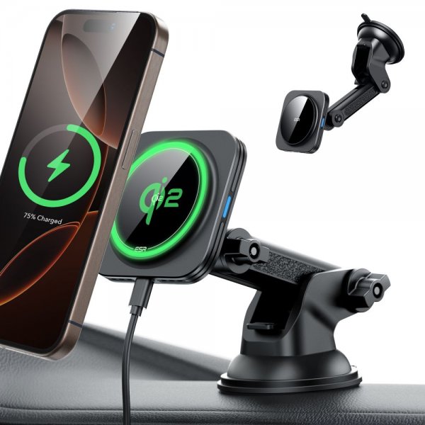 Autoteline Qi2 Dashboard Wireless Car Charger HaloLock Musta