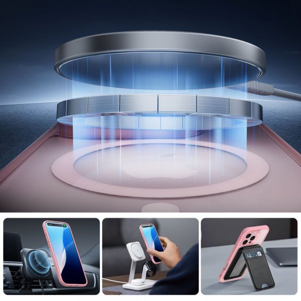 iPhone 16 Pro Max Kuori ja Näytönsuoja Classic Hybrid Pro Set Vaaleanpunainen