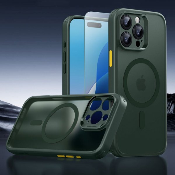 iPhone 16 Pro Max Kuori ja Näytönsuoja Classic Hybrid Pro Set Harmaa