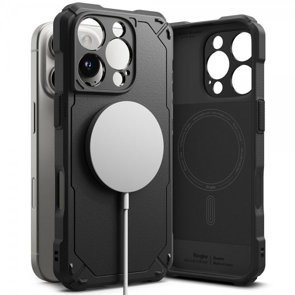 iPhone 16 Pro Max Kuori Rugged Gear Magnetic Musta