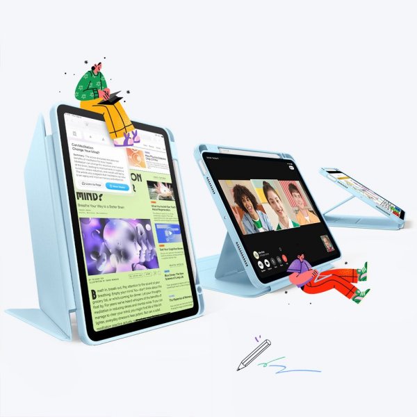 iPad 10.9 (gen 10)/iPad 11 (A16) Kotelo Flip Hybrid Vaaleansininen