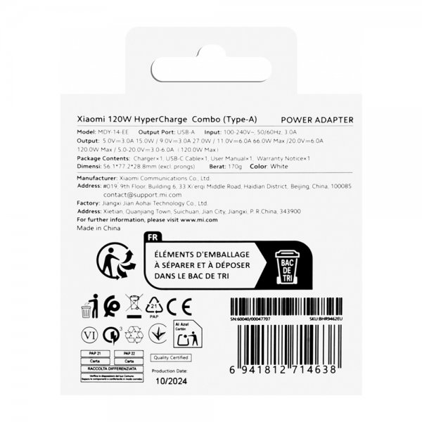 Original Laturi 120W HyperCharge Combo 6A Type-A