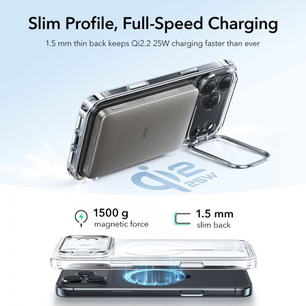 iPhone 17 Pro Kuori Classic Hybrid Kickstand MagSafe Läpinäkyvä
