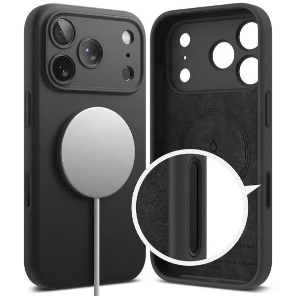 iPhone 17 Pro Max Kuori Silicone Magnetic Musta