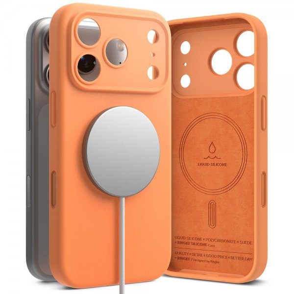 iPhone 17 Pro Kuori Silicone Magnetic Tangerine