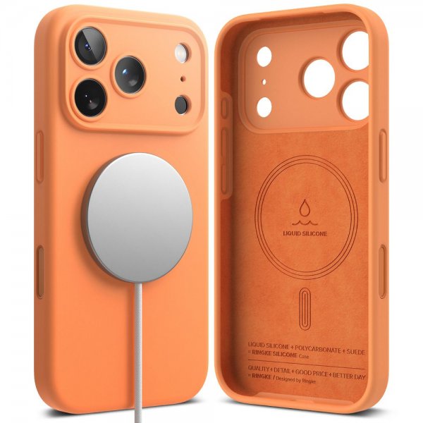 iPhone 17 Pro Kuori Silicone Magnetic Tangerine